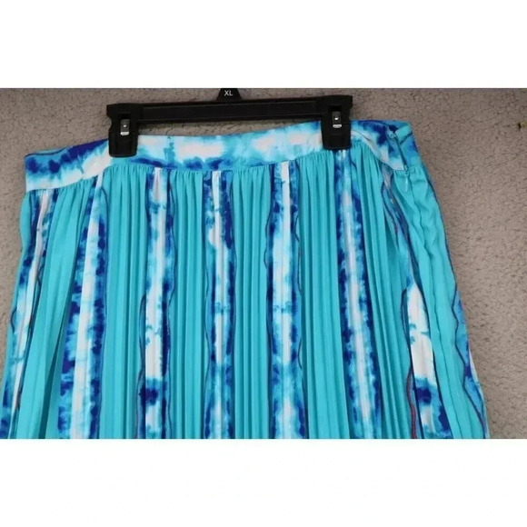 White House Black Market Pleated Maxi Skirt-Tie Dye-Size 10-Side Slits-Side Zip - Picture 2 of 8
